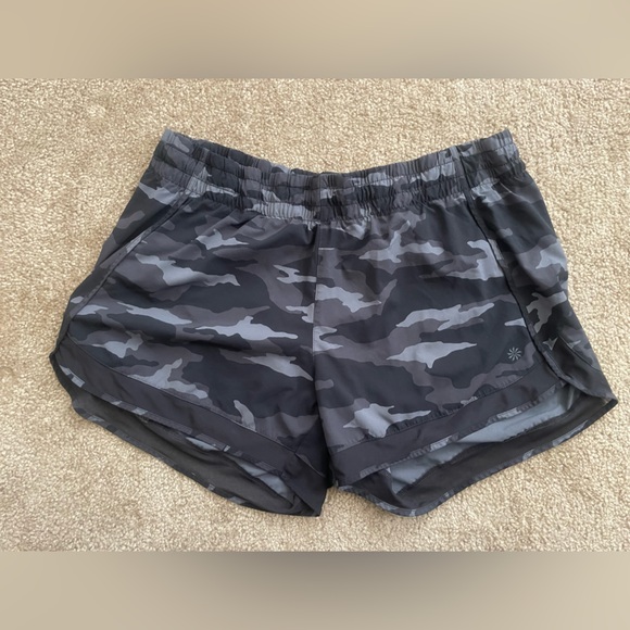 Athleta Pants - Athleta Black Camo Mesh Racer Shorts
